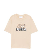T-shirt per bambini Moschino Kids beige con stampa tre Teddy Bear - Rubino Kids