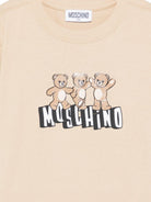 T-shirt per bambini Moschino Kids beige con stampa tre Teddy Bear - Rubino Kids