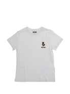T-shirt per bambini Moschino Kids bianca con ricamo Teddy Bear - Rubino Kids