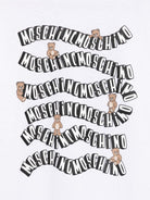 T-shirt per bambini Moschino Kids bianca con stampa grafica sul davanti - Rubino Kids