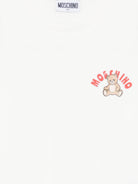 T-shirt per bambini Moschino Kids bianca con stampa Teddy Bear sul davanti - Rubino Kids
