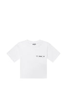 T-shirt per bambini Moschino Kids bianca con taschino sul petto - Rubino Kids