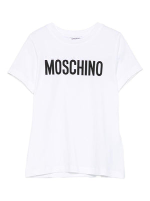 T-shirt per bambini Moschino Kids bianco con stampa logo