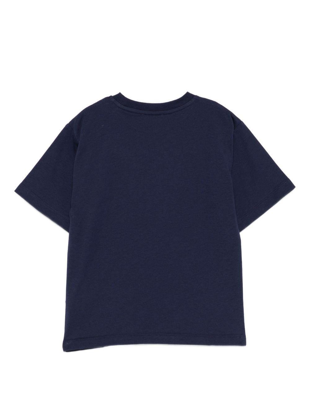 T-shirt per bambini Moschino Kids blu con logo Teddy - Rubino Kids