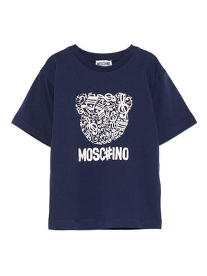 T-shirt per bambini Moschino Kids blu con stampa grafica