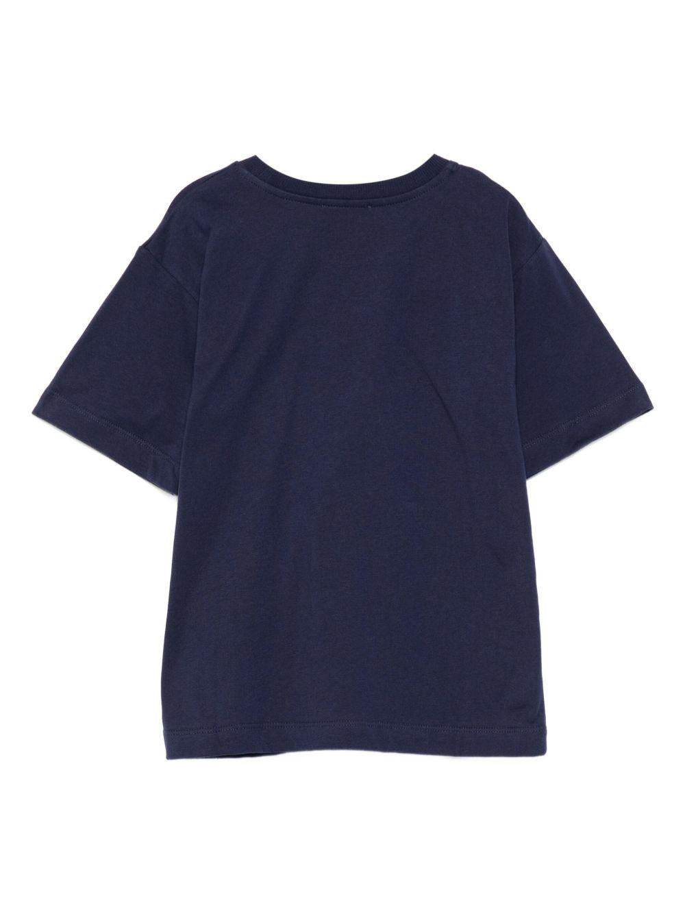 T-shirt per bambini Moschino Kids blu con stampa logo e scritta - Rubino Kids