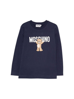 Moschino Kids blue T-shirt with Teddy Bear print