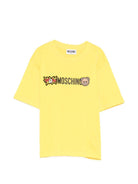 T-shirt per bambini Moschino Kids gialla con logo sul davanti - Rubino Kids