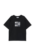 T-shirt per bambini Moschino Kids nera con logo sul davanti - Rubino Kids