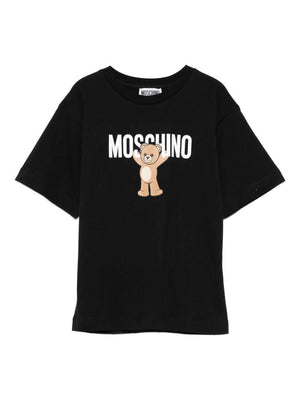 Moschino Kids black T-shirt with logo and writing print