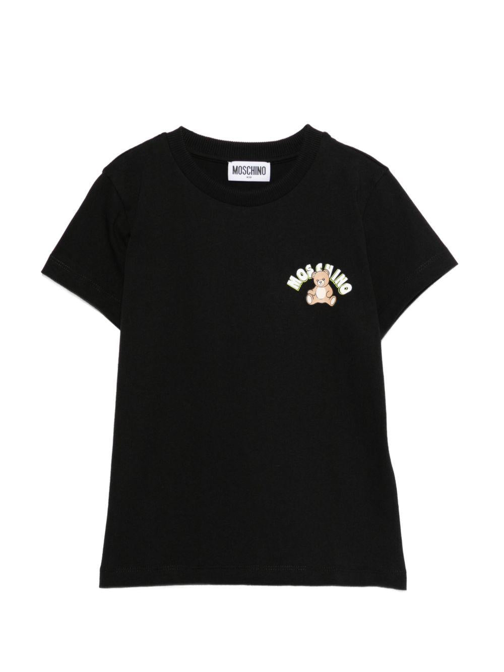 T-shirt per bambini Moschino Kids nera con stampa Teddy Bear - Rubino Kids