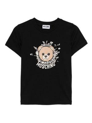 Moschino Kids black graphic print T-shirt for children