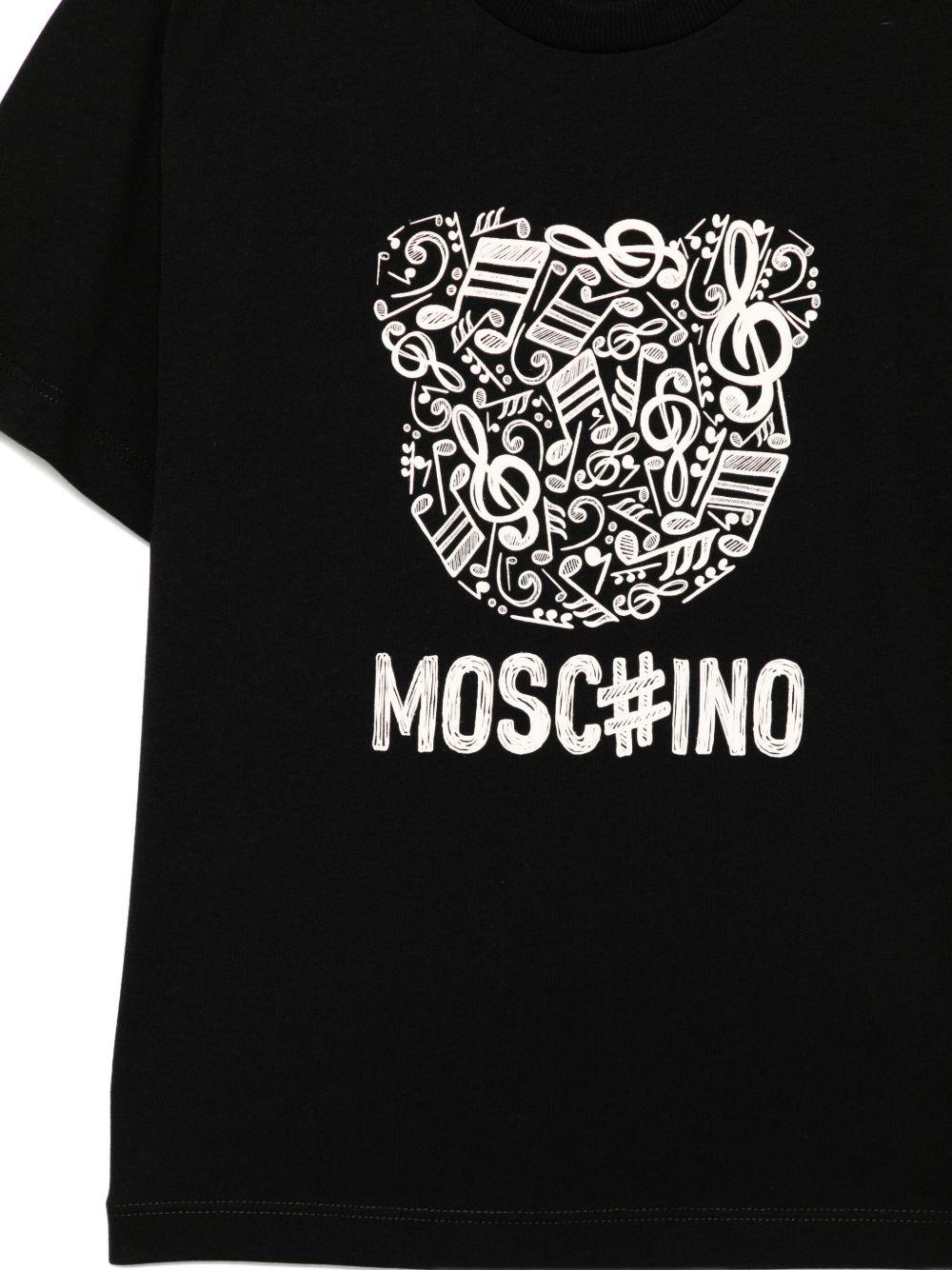 T-shirt per bambini Moschino Kids nero con stampa grafica - Rubino Kids