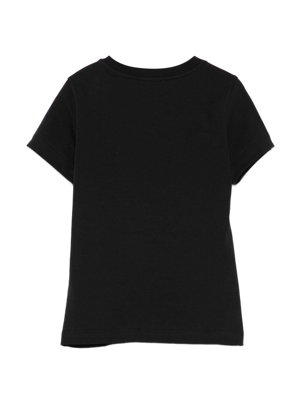T-shirt per bambini Moschino Kids nero con stampa logo - Rubino Kids