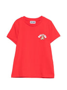 T-shirt per bambini Moschino Kids rossa con stampa Teddy Bear - Rubino Kids