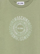 T-shirt per bambini Moschino Kids verde con logo a spirale sul davanti - Rubino Kids