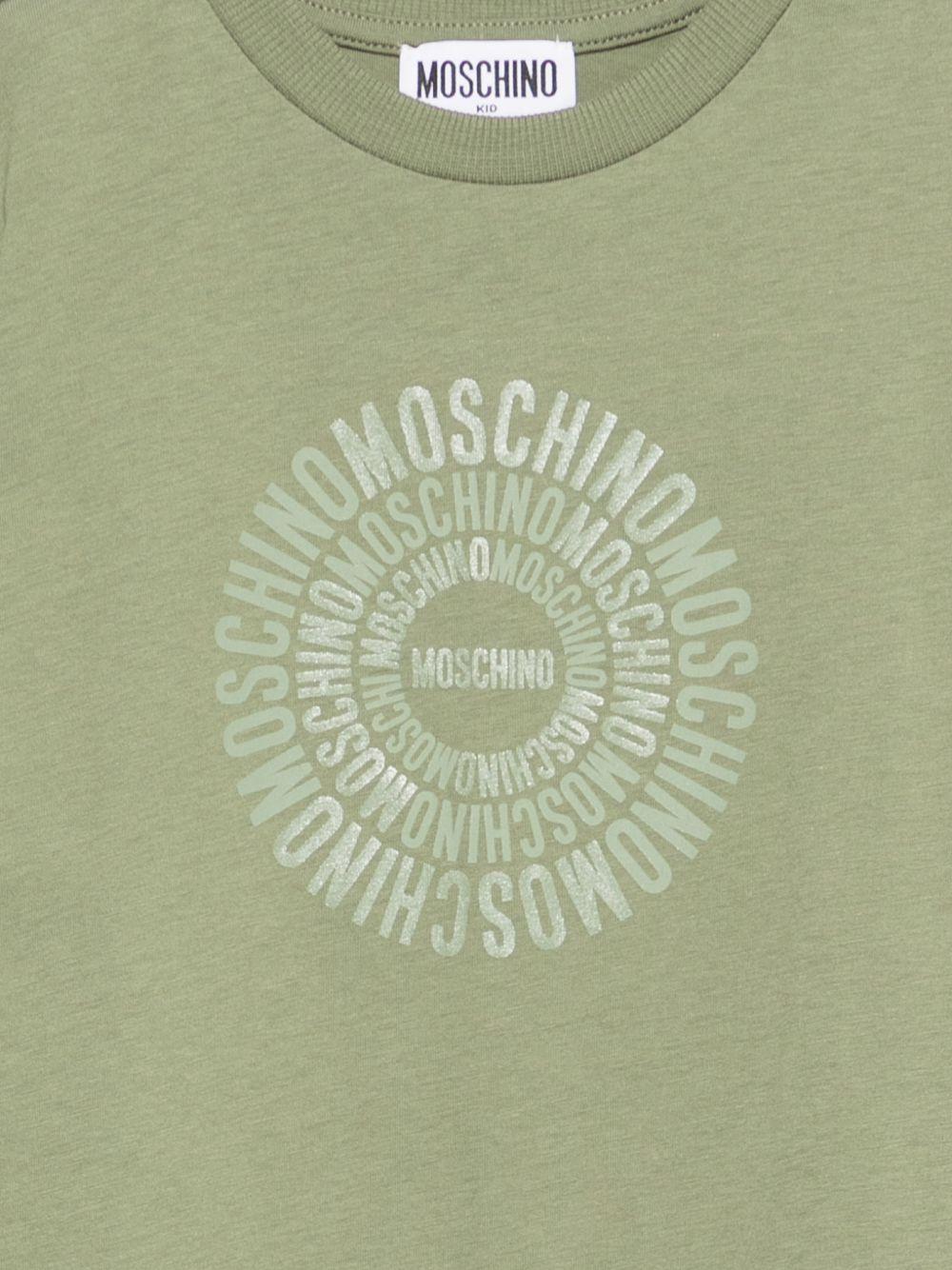 T-shirt per bambini Moschino Kids verde con logo a spirale sul davanti - Rubino Kids