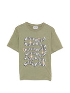 T-shirt per bambini Moschino Kids verde con stampa logo ondulata - Rubino Kids