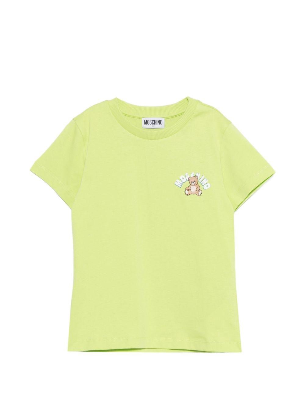 T-shirt per bambini Moschino Kids verde con stampa Teddy Bear - Rubino Kids