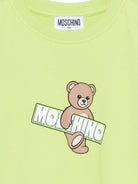 T-shirt per bambini Moschino Kids verde con stampa Teddy Bear sul davanti - Rubino Kids