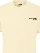 T-shirt per bambini MSGM Kids giallo chiaro con stampa logo - Rubino Kids