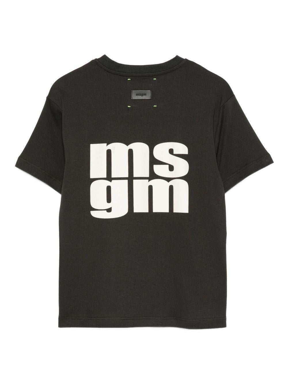 T-shirt per bambini MSGM Kids nero con stampa logo - Rubino Kids
