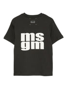 T-shirt per bambini MSGM Kids nero con stampa logo - Rubino Kids