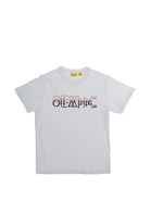 T-shirt per bambini Off - White Kids bianca con logo sul davanti - Rubino Kids