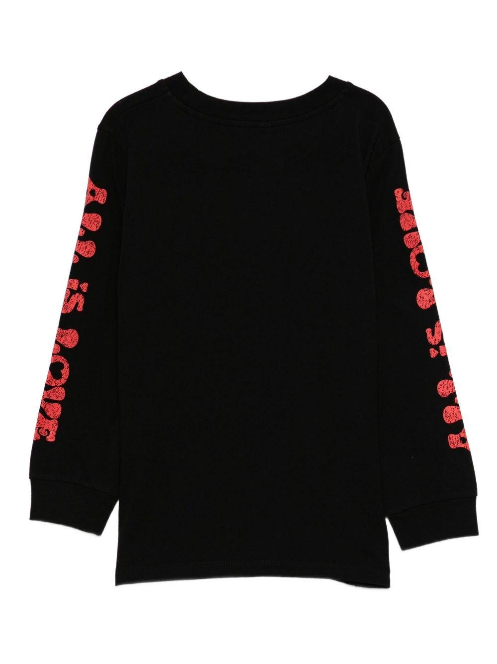 T-shirt per bambini Stella McCartney nera con stampa grafica frontale - Rubino Kids