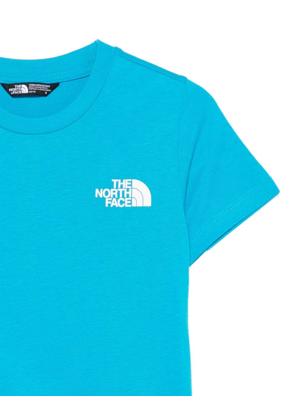 T-shirt per bambini The North Face Kids azzurra con logo sul davanti - Rubino Kids