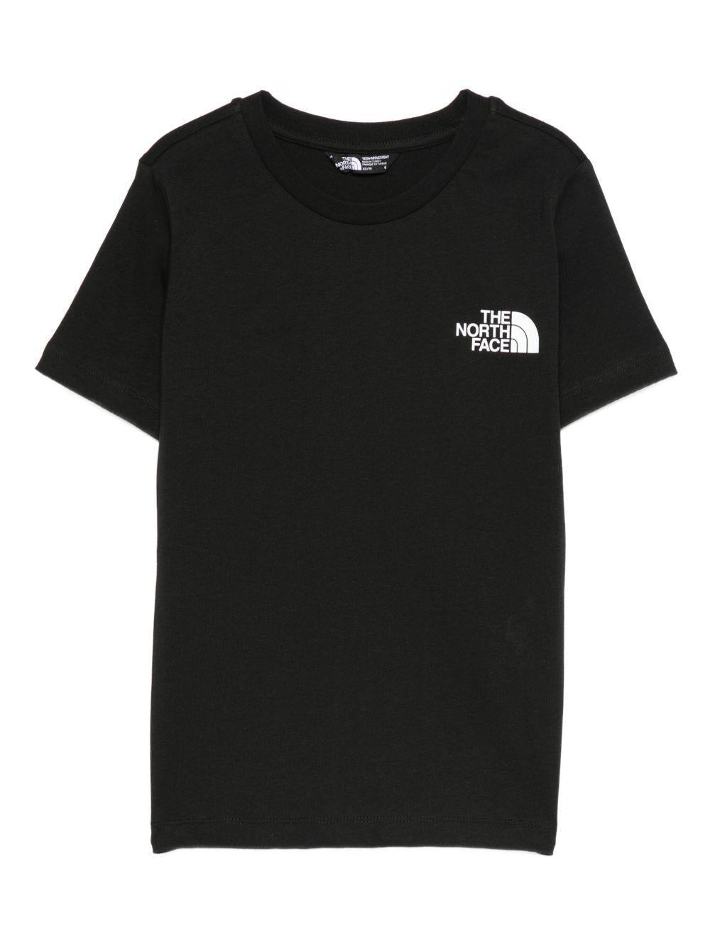 T-shirt per bambini The North Face Kids nera con logo sul petto - Rubino Kids