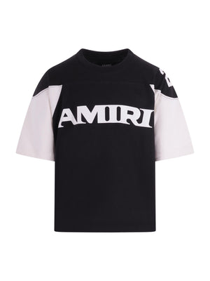 T-shirt per bambino Amiri Kids nero con logo sul davanti