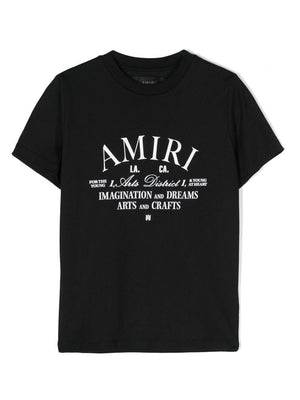 Amiri Kids black T-shirt with logo print on the front