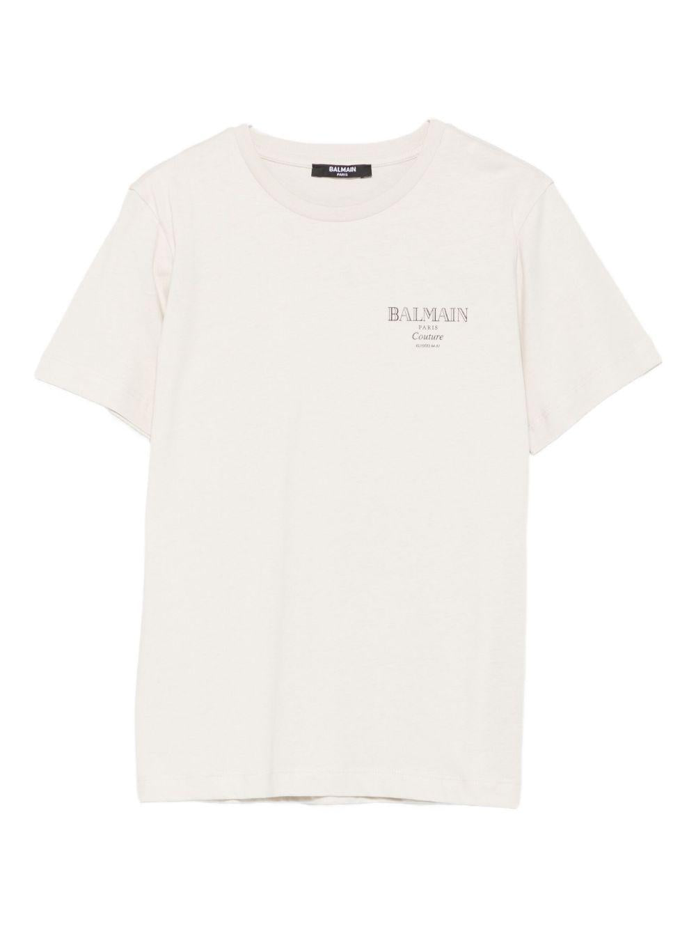T-shirt per bambino Balmain Kids beige con logo - Rubino Kids
