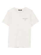 T-shirt per bambino Balmain Kids beige con logo - Rubino Kids