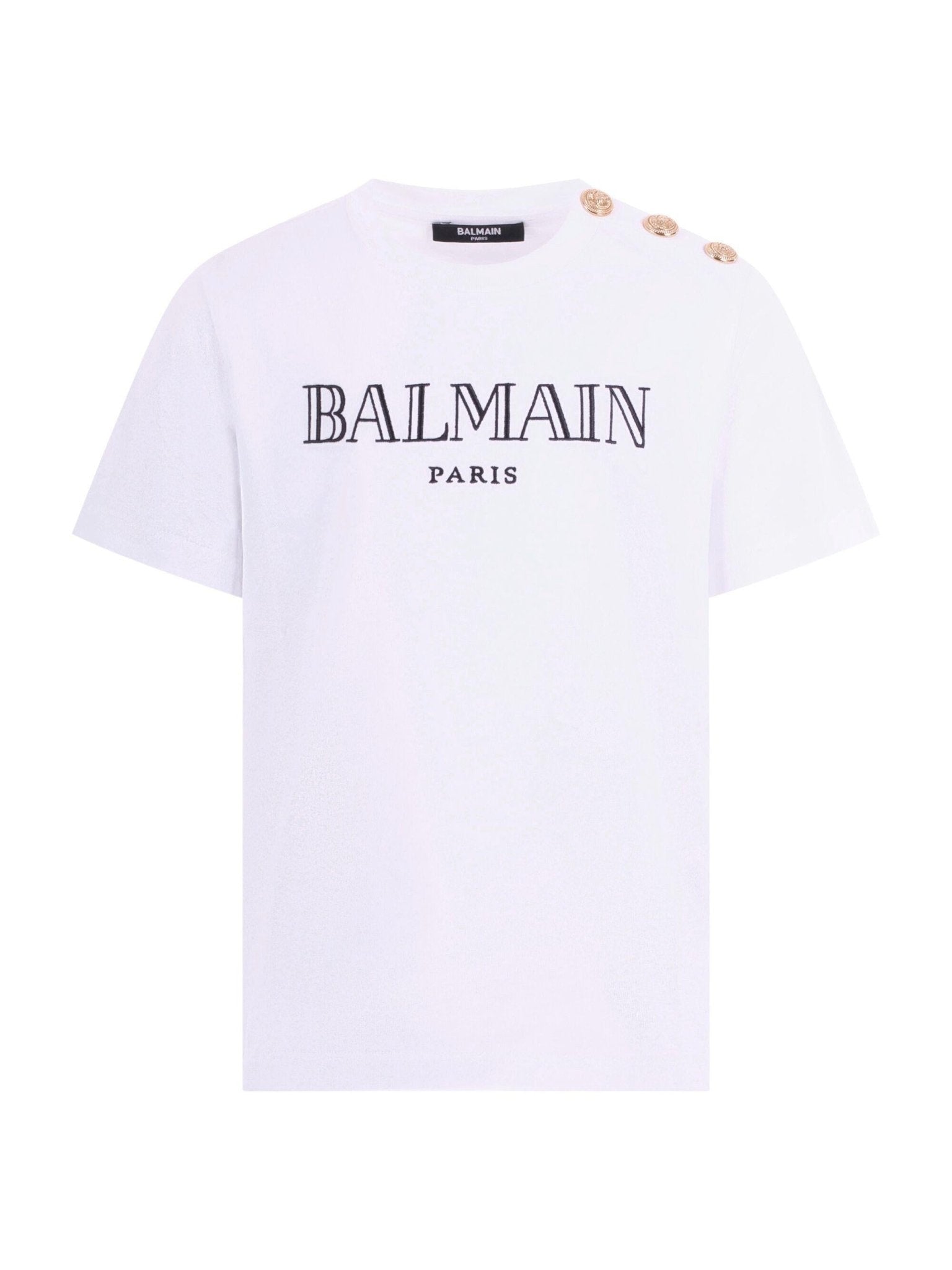 T-shirt per bambino Balmain Kids bianca con bottoni dorati - Rubino Kids
