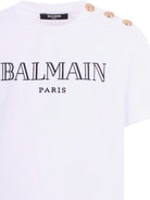 T-shirt per bambino Balmain Kids bianca con bottoni dorati - Rubino Kids