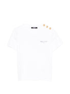 T-shirt per bambino Balmain Kids bianca con logo sul davanti - Rubino Kids