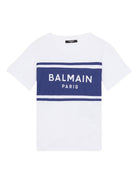 T-shirt per bambino Balmain Kids bianca con logo sul davanti - Rubino Kids