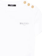 T-shirt per bambino Balmain Kids bianca con logo sul davanti - Rubino Kids