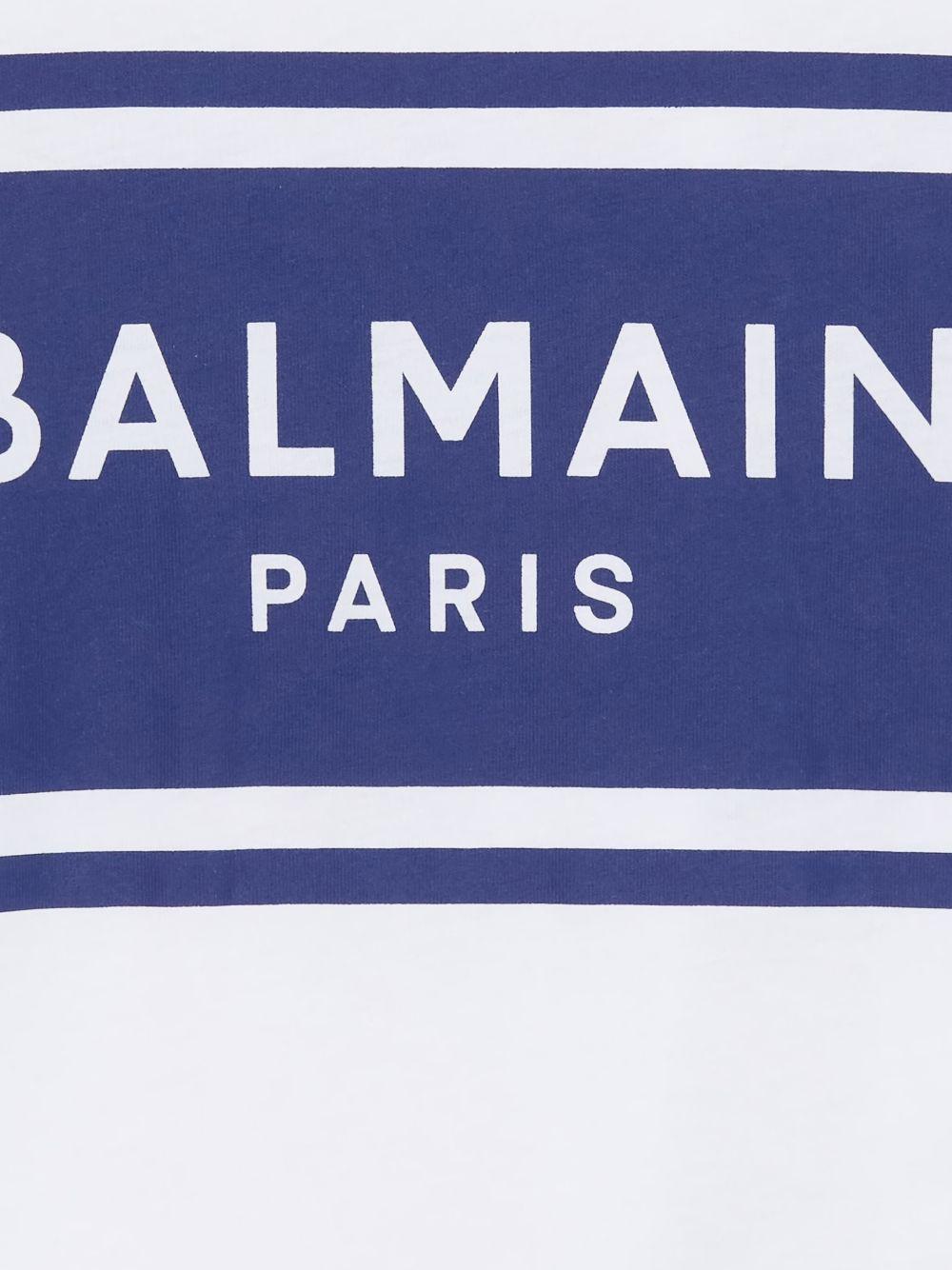 T-shirt per bambino Balmain Kids bianca con logo sul davanti - Rubino Kids