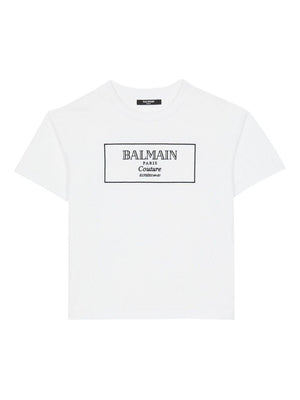 Balmain Kids white T-shirt with logo on the front