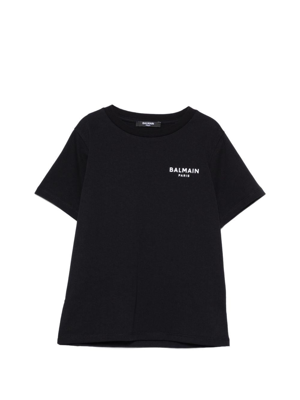 T-shirt per bambino Balmain Kids nera con logo sul davanti - Rubino Kids