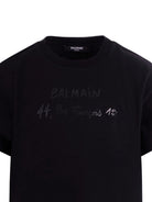 T-shirt per bambino Balmain Kids nera con logo sul fronte - Rubino Kids