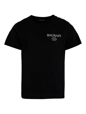 Balmain Kids black T-shirt with logo print