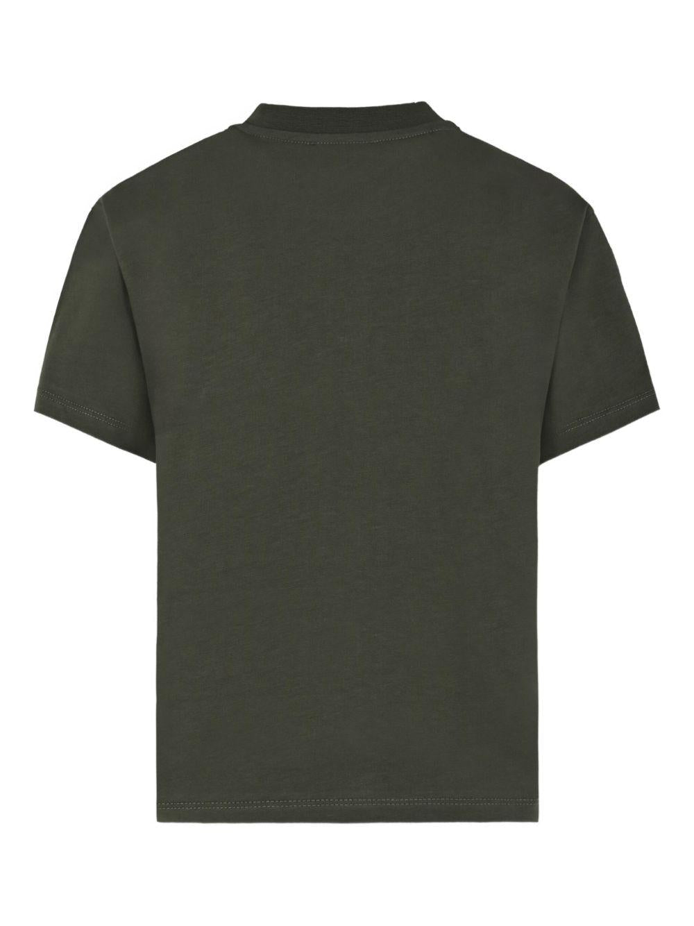 T-shirt per bambino Balmain Kids verde con logo ricamato e girocollo - Rubino Kids