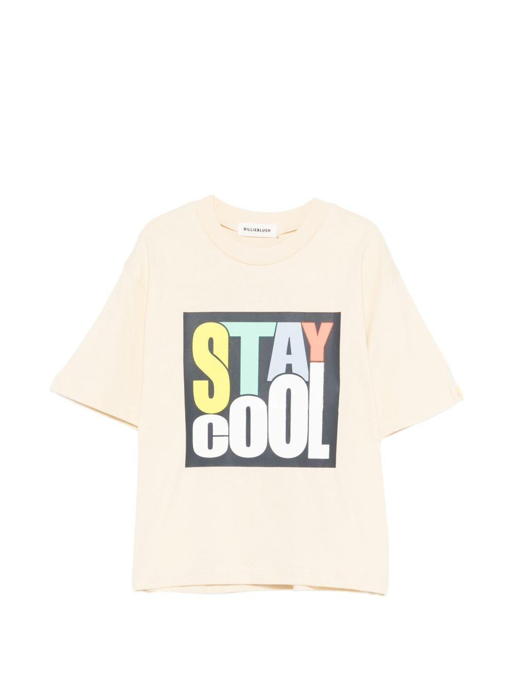 T-shirt per bambino Billieblush gialla con scritta "Stay cool" sul davanti - Rubino Kids