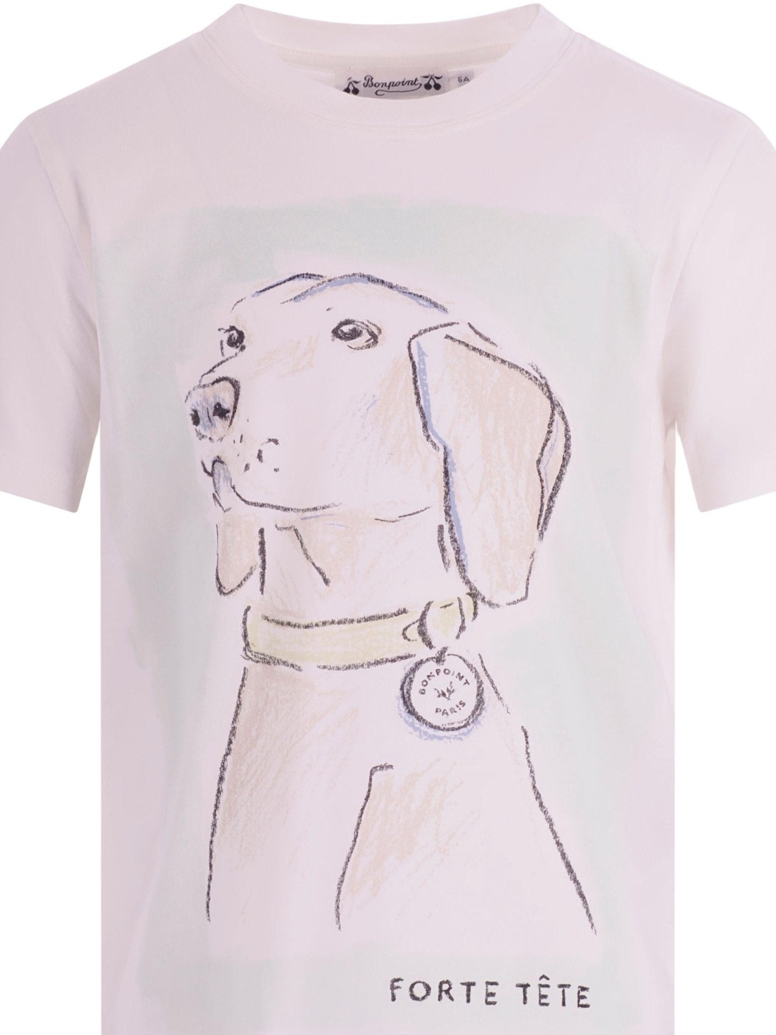 T-shirt per bambino Bonpoint bianca con stampa cagnolino - Rubino Kids
