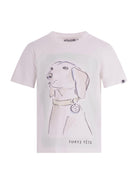 T-shirt per bambino Bonpoint bianca con stampa cagnolino - Rubino Kids