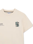 T-shirt per bambino Boss Kids beige con dettaglio logo - Rubino Kids